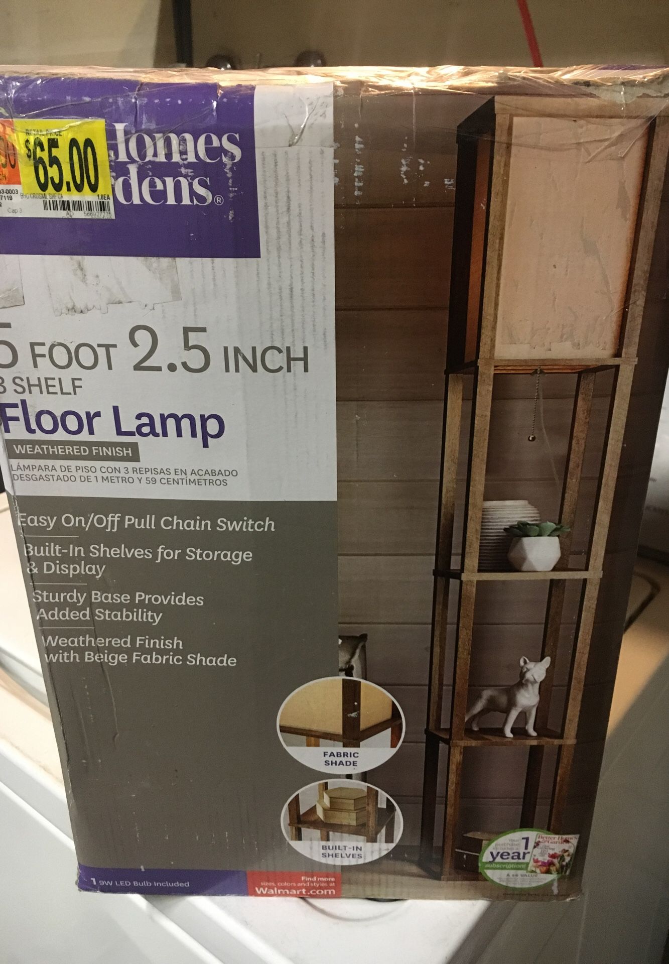 Better homes 5ft 3 shelf floor lamp