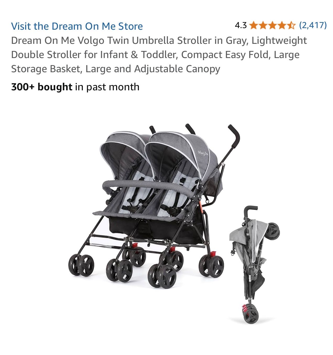 Dream on me Volgo Double Stroller
