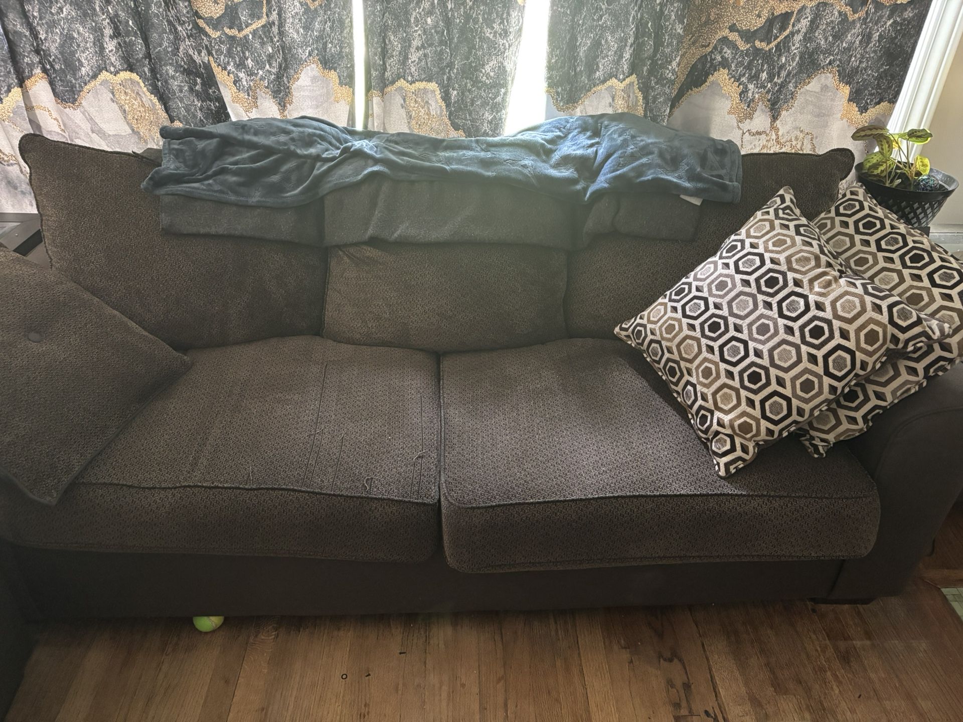 Suede/cloth couch and love seat Set