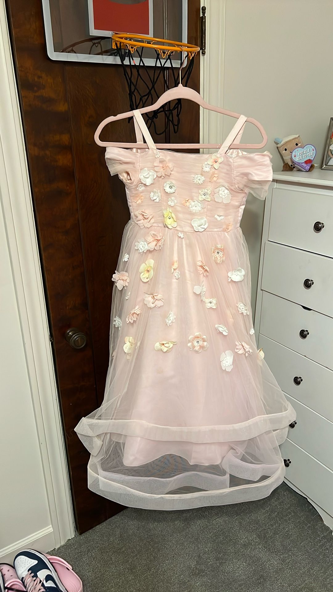 Boutique Couture Designer Style Party Dress Pink Floral Size 7