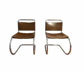 Mies Van Der Rohe for Knoll Leather Mr10 Cantilever Chairs - a Pair