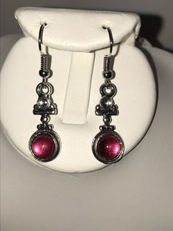 Pink moonstone in silver earrings