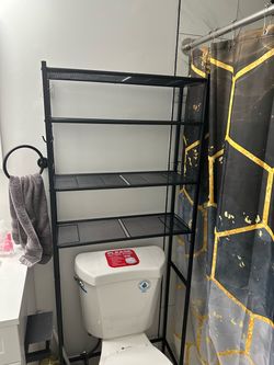 Black Metal Over-the-Toilet Storage Shelf