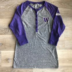 Women UW University Of Washington Husky Button Top Shirt Size S