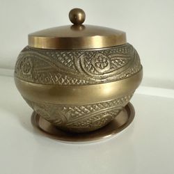 decorative brass lidded Jar 