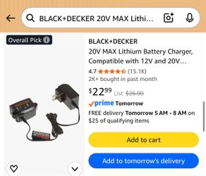 BLACK+DECKER 20V MAX Lithium Battery Charger
