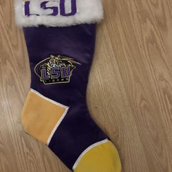 NCAA LSU Tigers Logo Embroidered on 18" Yellow/Purple Basic Christmas Stocking