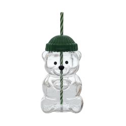 2025 New Bear Straw Cup,  This is a replica…UNBRANDED Cute Bear Glass Cup With Straw 20oz, Cute Mugs