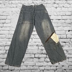 Rare Paco Jeans Vtg 90’s Skater Wide Leg Corduroy Leather Stitch Sz 36/33 Men’s