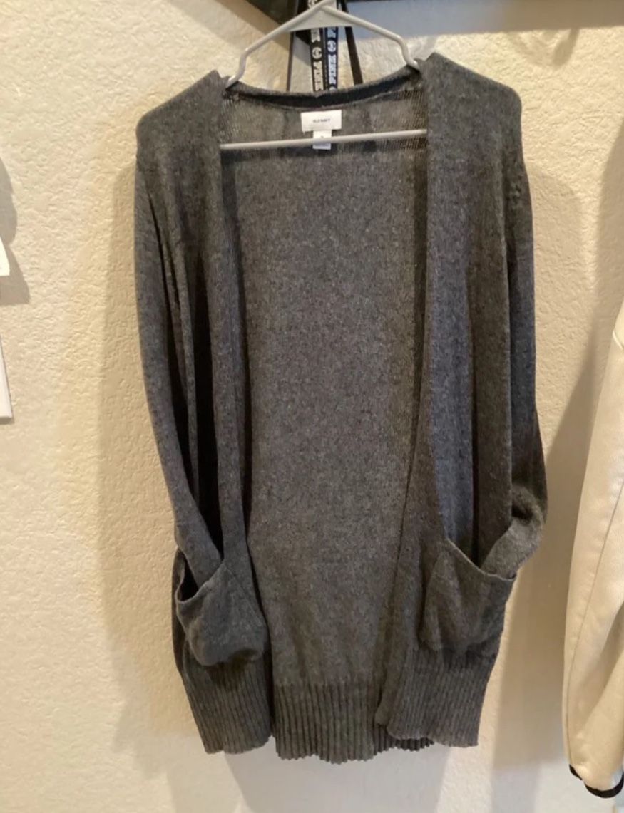 OLD NAVY MEDIUM GREY OPEN FRONT LONGLINE CARDIGAN