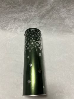 Stockmeyer Shortbread Cookies Green silver round tube storage container tin