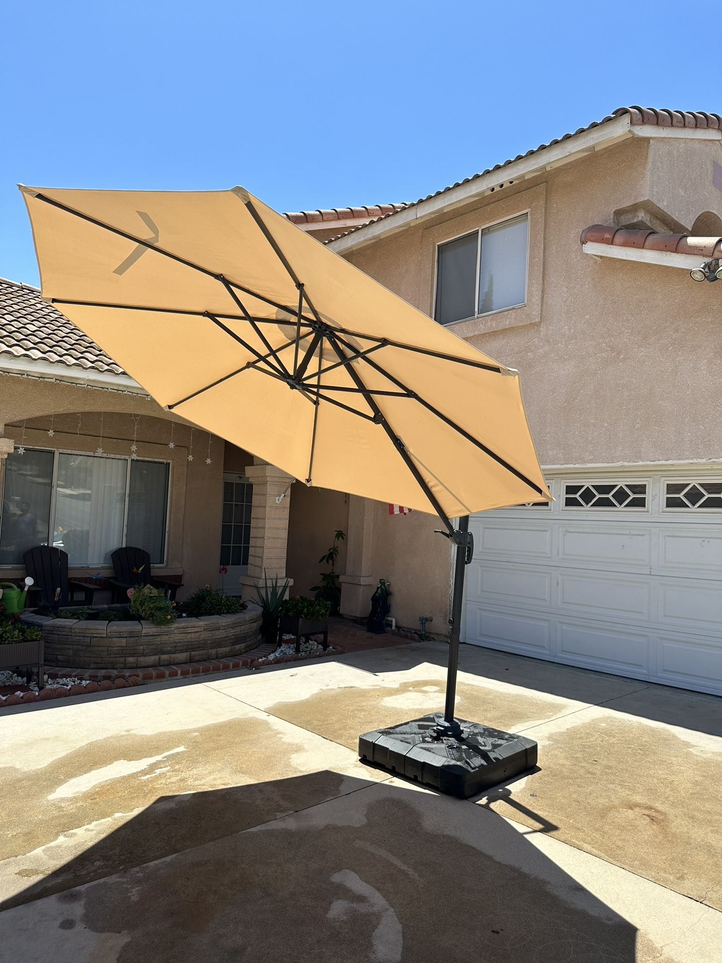 living accents 10ft. tiltable tan offset patio umbrella Blissun 10ft with 36 Solar LED Lights, Hanging Lighted Umbrella with 360 Rotation, Outdoor Cantilever Umbrella (Tan) : Patio, Lawn & Garden this offset umbrella is built to withstand the elements Outdoor 10 FT Square Offset