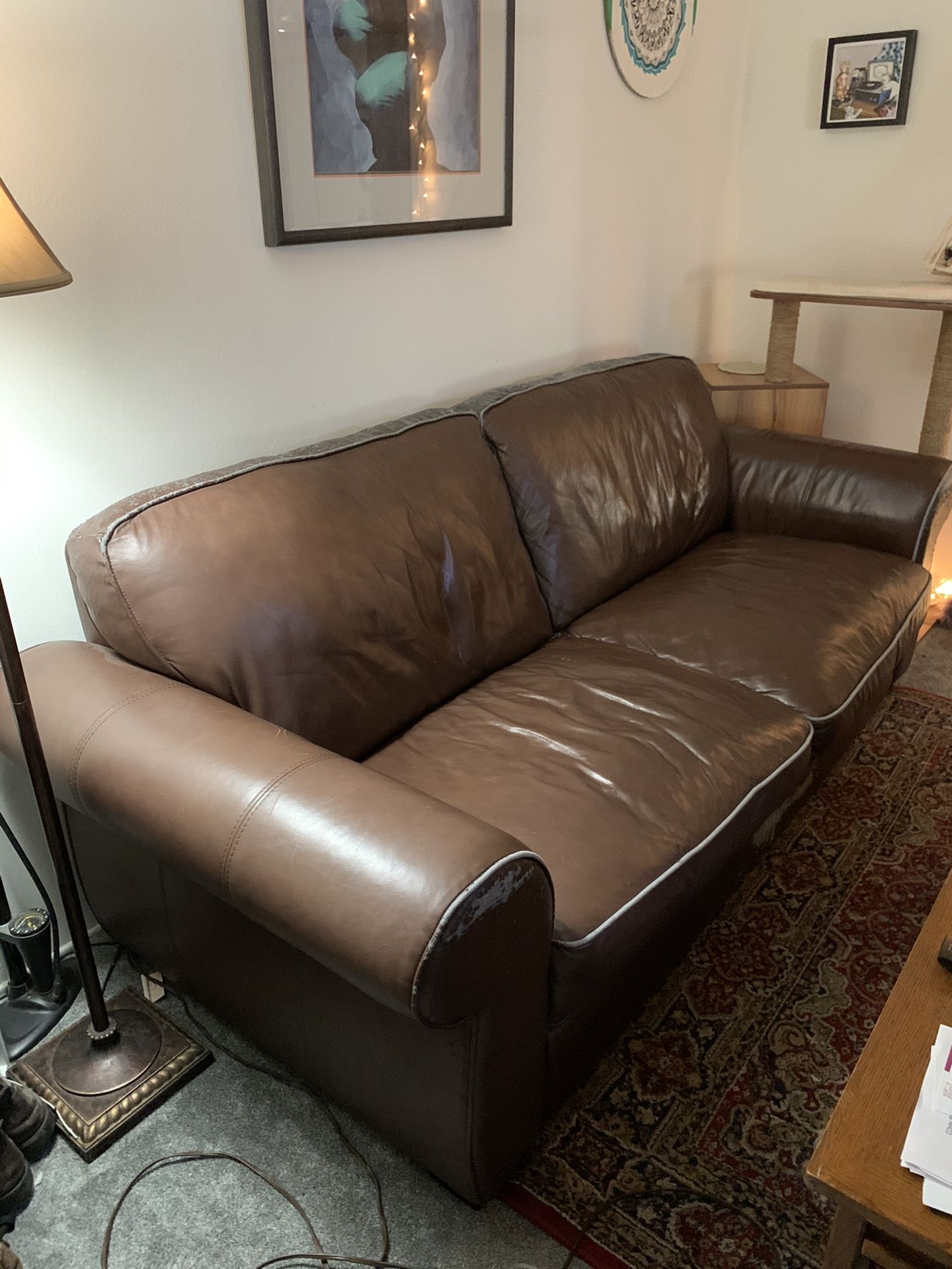 Leather couch 90”D 40”L