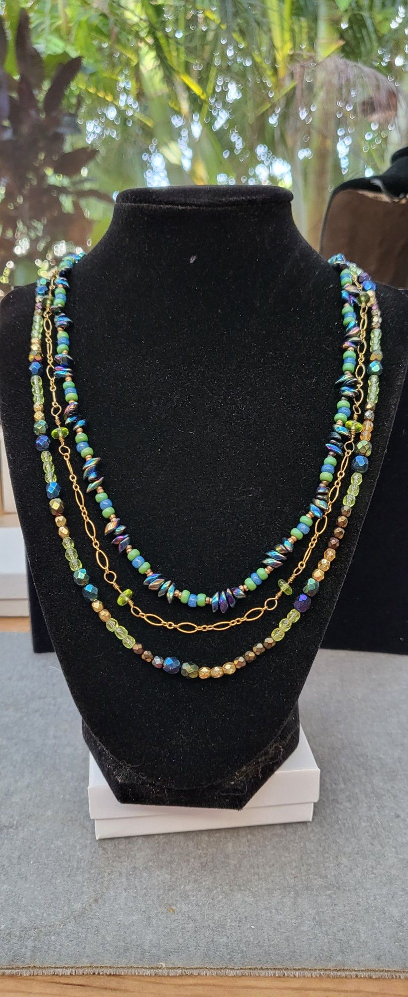 Colorful Beaded 3 Strand Necklace 