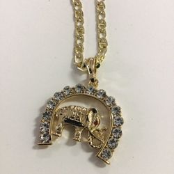 14K GOLD PLATED ELEPHANT  HORSESHOE  LINK CHAIN