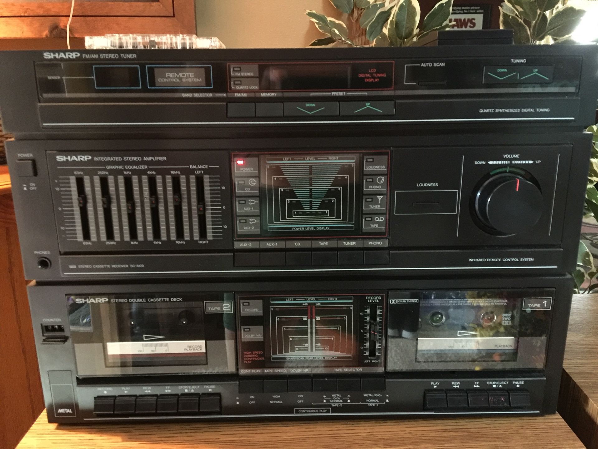 Sharp Cassette Stereo Receiver SC8120 With Speakers