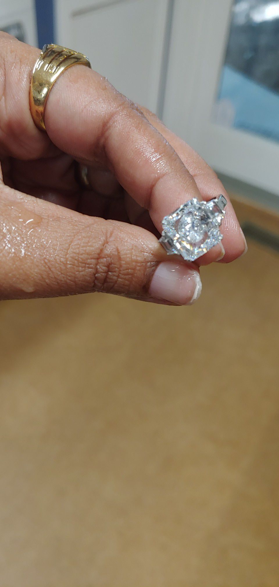 Platinum Ring (15 gm) 7 carats lab created diamond size 7 engagement ring.
