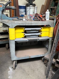 It’s plastic utility cart with two drawers for $50.00.