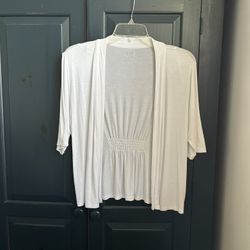 Women’s APT.9 Rayon, Spandex White Half Sleeve Open Cardigan Sweater… Size Petite Small