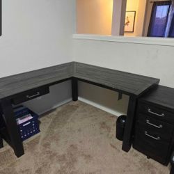 Corner Desk and Filing Cabinet