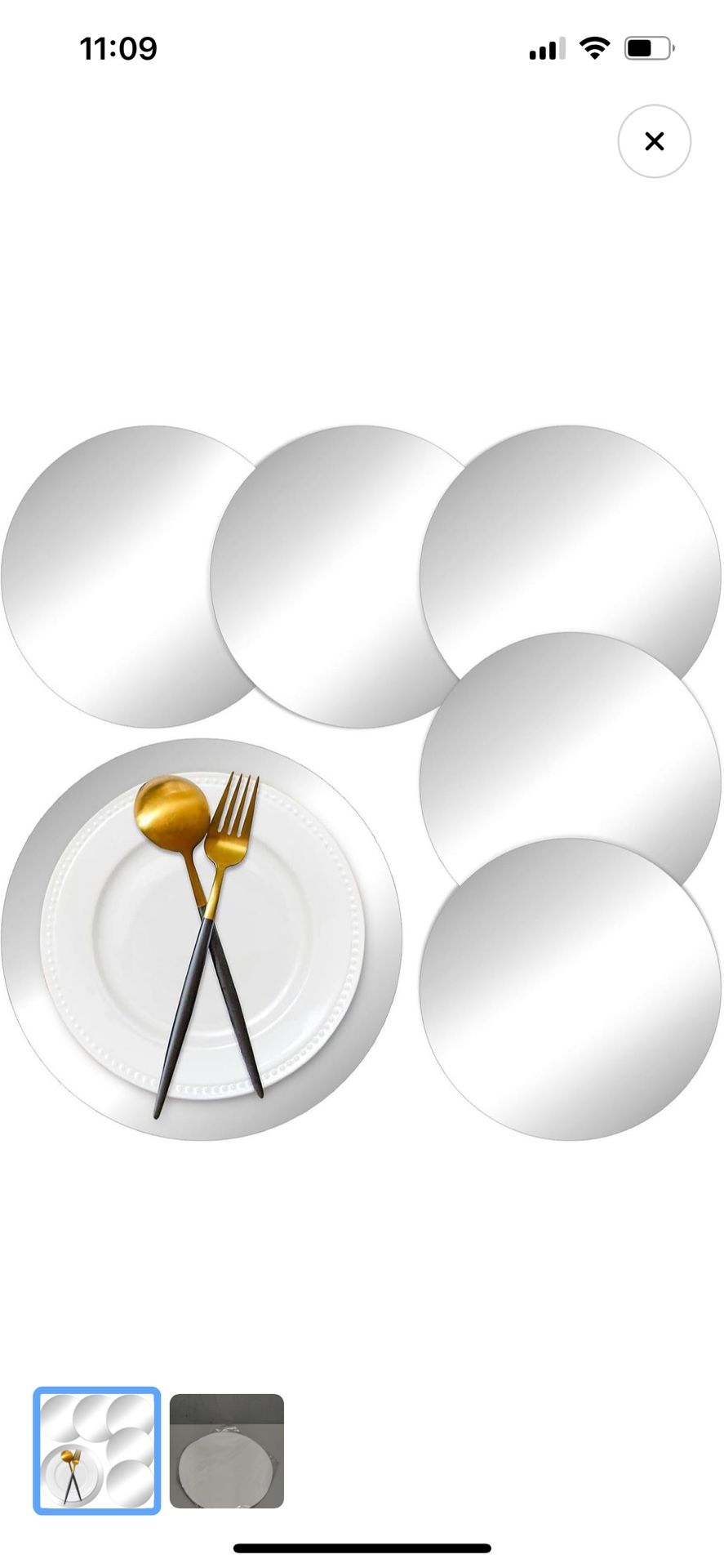 50 Pieces Silver Paper Placemats Round Disposable Glitter Table Mats