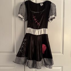 Spirit Black and White Striped Doll Costume with Pink Details size m/l 10-14