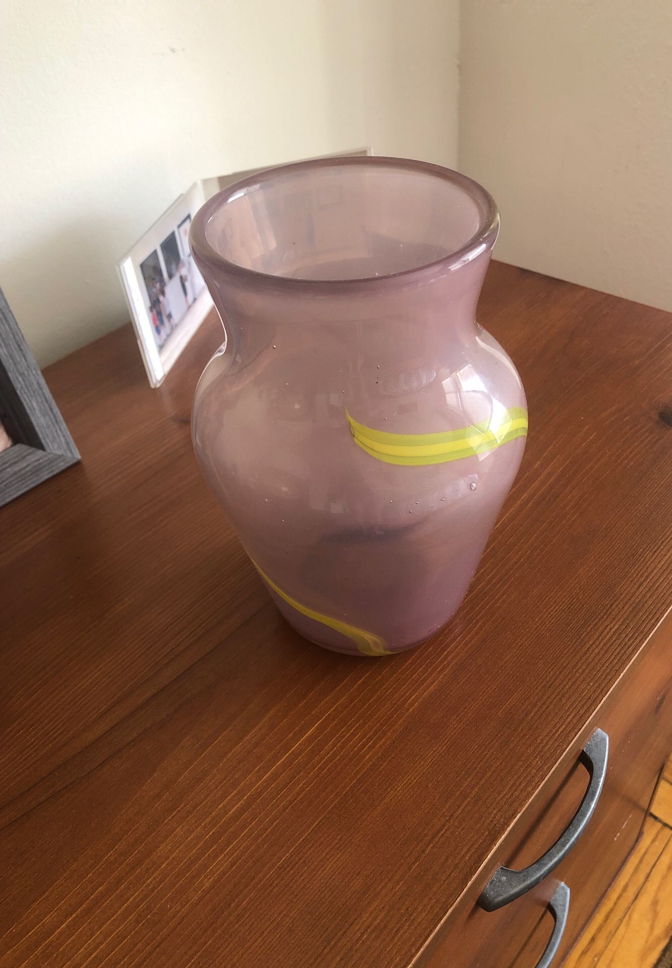 Hand blown purple flower vase