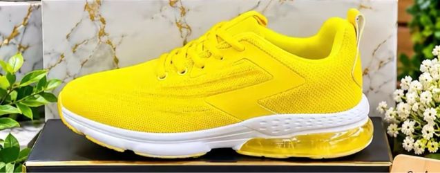 Yellow Mesh Sneaker with Air Cushion Sole
