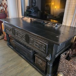 Oversized Spanish Style Wood Table / Console – Hand Carved – Statement Piece