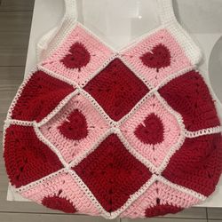 Handmade Crochet Valentines Bag