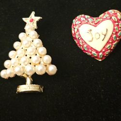 2 Christmas/Holiday Brooches 