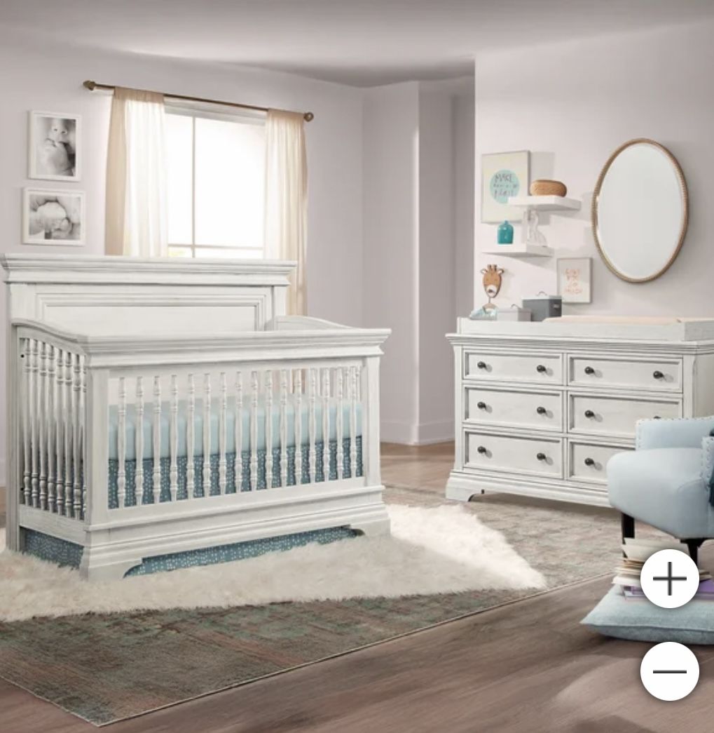 Baby Nursery Crib And Changing Table Set