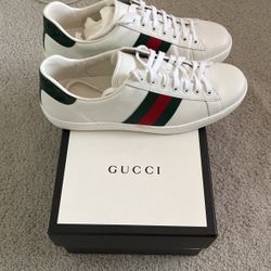 Gucci Ace Men s Size US 9 US White Leather Lace Up Sneakers for