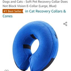 BENCMATE Protective Inflatable Collar for Dogs and Cats - Soft Pet Recovery Collar Does Not Block Vi