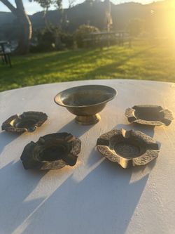 Vintage  Fabulous Brass Bowl and Ashtray Set 
