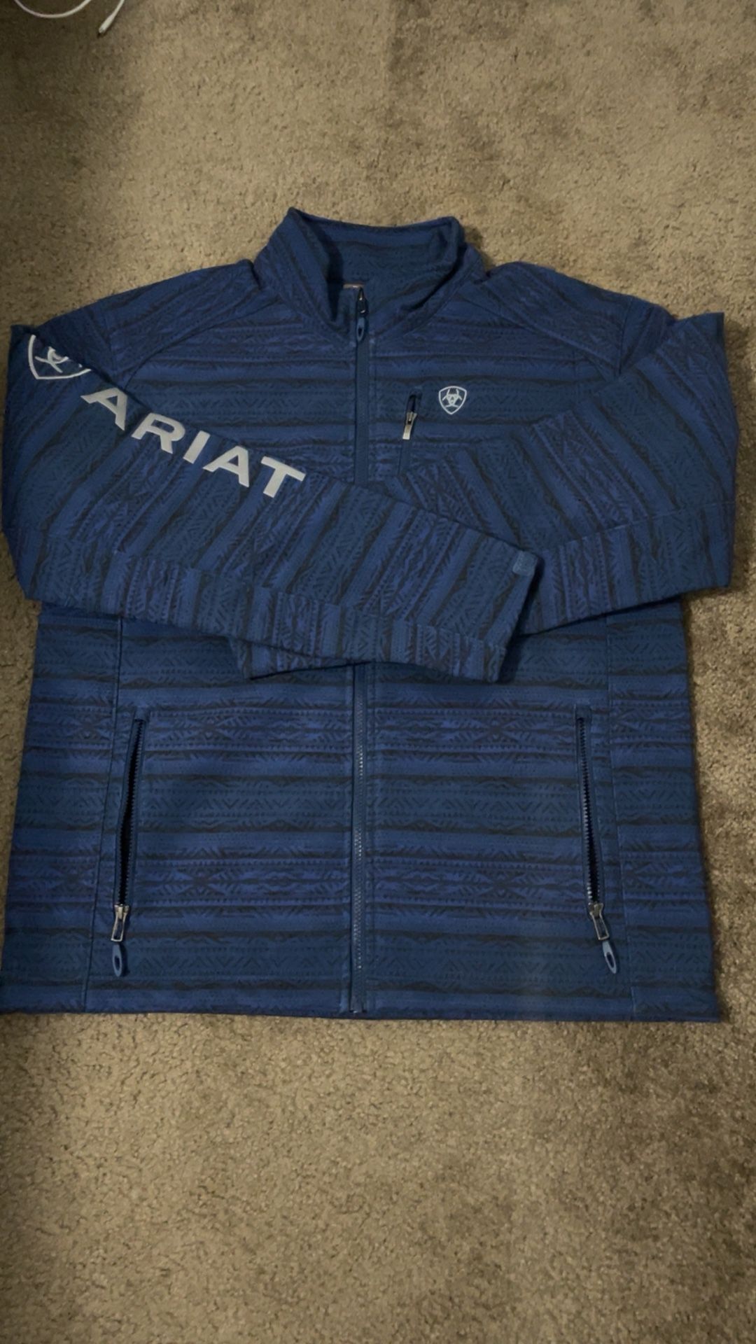 Ariat navy blue with aztec pattern