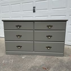 Refurbished 6 Drawer Olive Dresser 