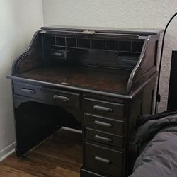 Antique Solid Oak Roll-Top Desk 