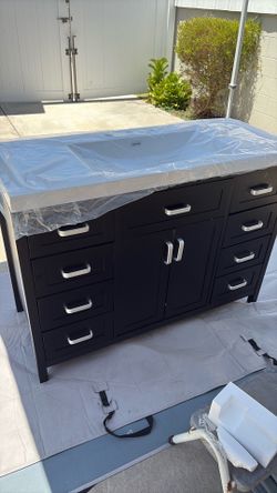 New vanity cabinet and counter