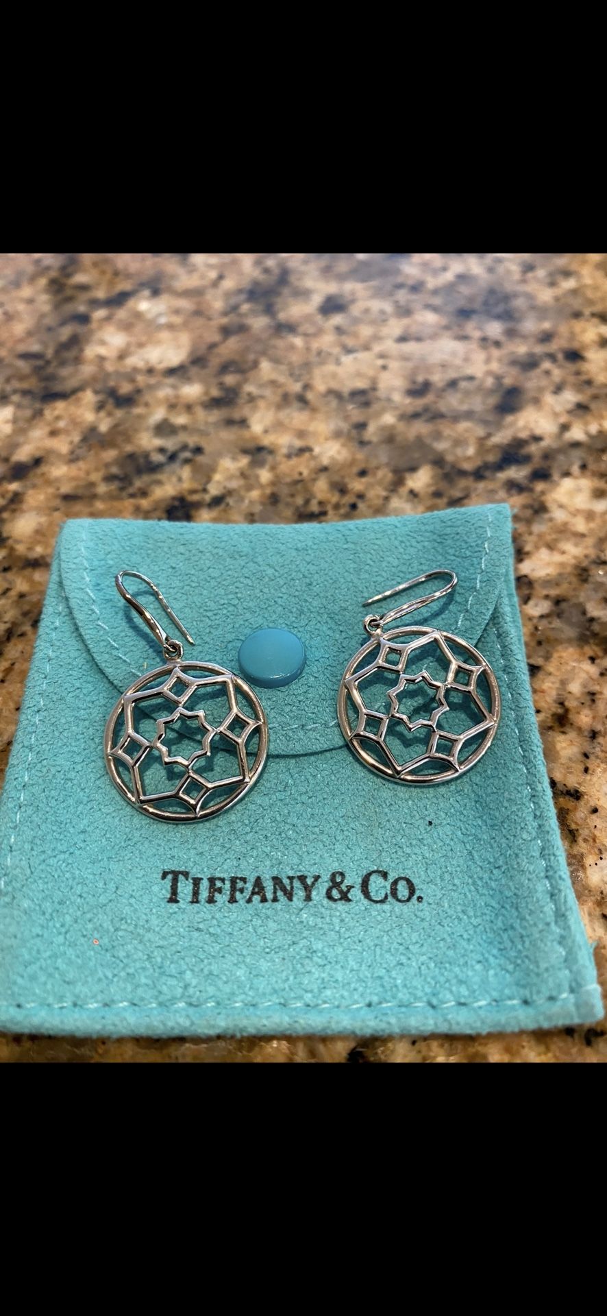 Tiffany & Co Picasso Silver Zellige Dangle Earrings.