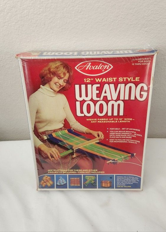Vintage 70s Avalon 12" waist style weaving loom new in original box Sealed Hobby Craft shoes some wear on plastic wrap but it has never been opened as