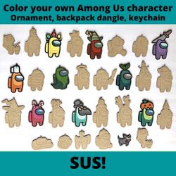 Color Your Own Among Us Ornament/Fob