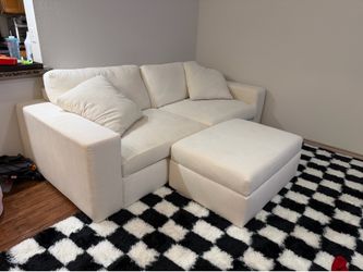 living spaces dream crypton sofa and ottoman - tiberius eggshell