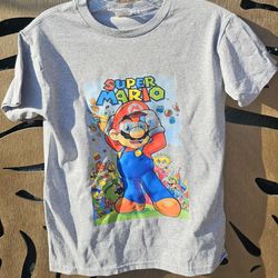 CLEARANCE SALE! Hanes Youth Medium Light Gray Super Mario