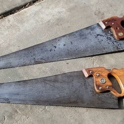 2x 1940s WW2 Henry Disston Saw D-8 & D-23 Beautiful USA Made Etched Saws 