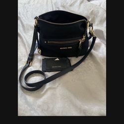 Authentic MK Small Nylon Slightly Used  NAVY BLUE And New I’d Holder 