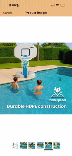 XtremepowerUS 2-in-1 Pool Volleyball Net & Basketball Hoop Combo Splash Game Set for Swimming Pool Basketball & Volleyball, HDPE Materials, Adjustable