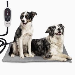SONNIG Pet Heating Pad for Cat and Dog with Soft Removable Fleece Cover, Chew Resistant Steel Cord, Adjustable Temperature Timer Dog Heating Pad

