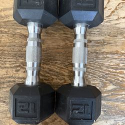 Pair of 12 lb Rubber Hex Dumbbells