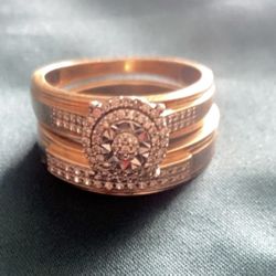 Beautiful Wedding Ring Set- Engagement & Wedding Band ( 7.5)